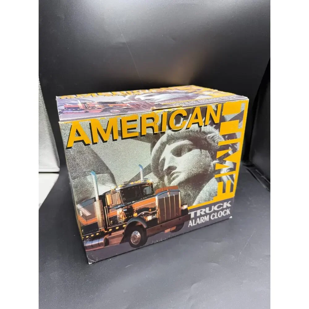 Vintage American Truck Alarm Clock Red Semi Truck Desktop Clock W/ Original Box